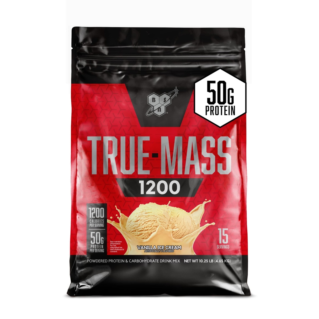 BSN TRUE-MASS Weight Gainer, Muscle Mass Gainer Protein Powder, Vanille Ice Cream, 10,25 Pound