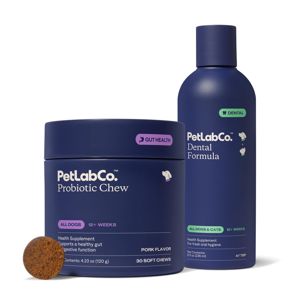 PetLab Co. – Le nettoyage des dents des chiens et l'ensemble de la santé des gourdes : formule dentaire pour les chiens pour la respiration fraîche, les dents et les gourdes et probiotiques pour la santé des gourdes, les allergies saisonnières, la peau et la levure d'oreille