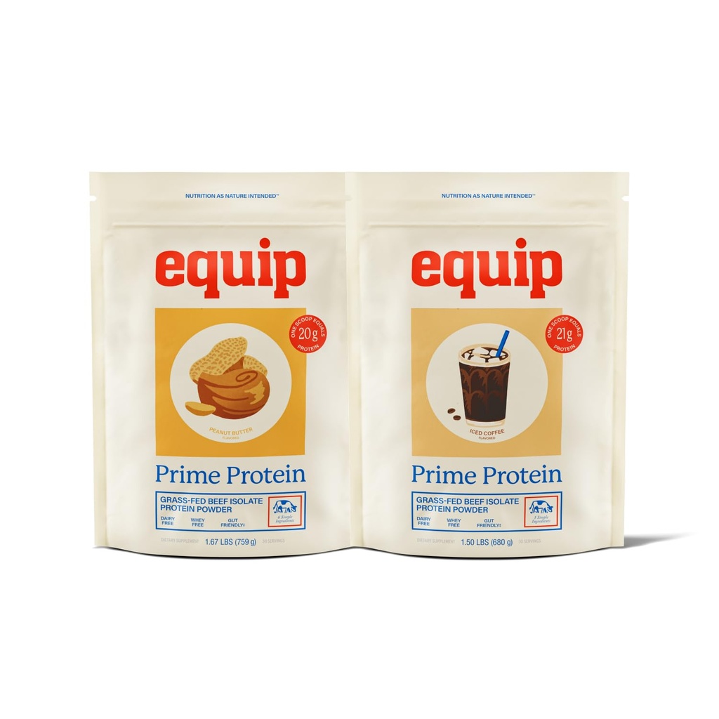 Equip Foods Prime Proteïne Poeder Pindakaas en Prime Proteïne Poeder Iced Koffie