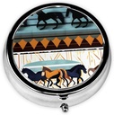 Pill Box, kleine pil geval voor portemonnee & Pocket, schattige geneeskunde Organisator Travel Pillbox, Portable Pill Container houder om vitamines te houden, medicijnen, visolie en supplementen, paarden strepen patroon