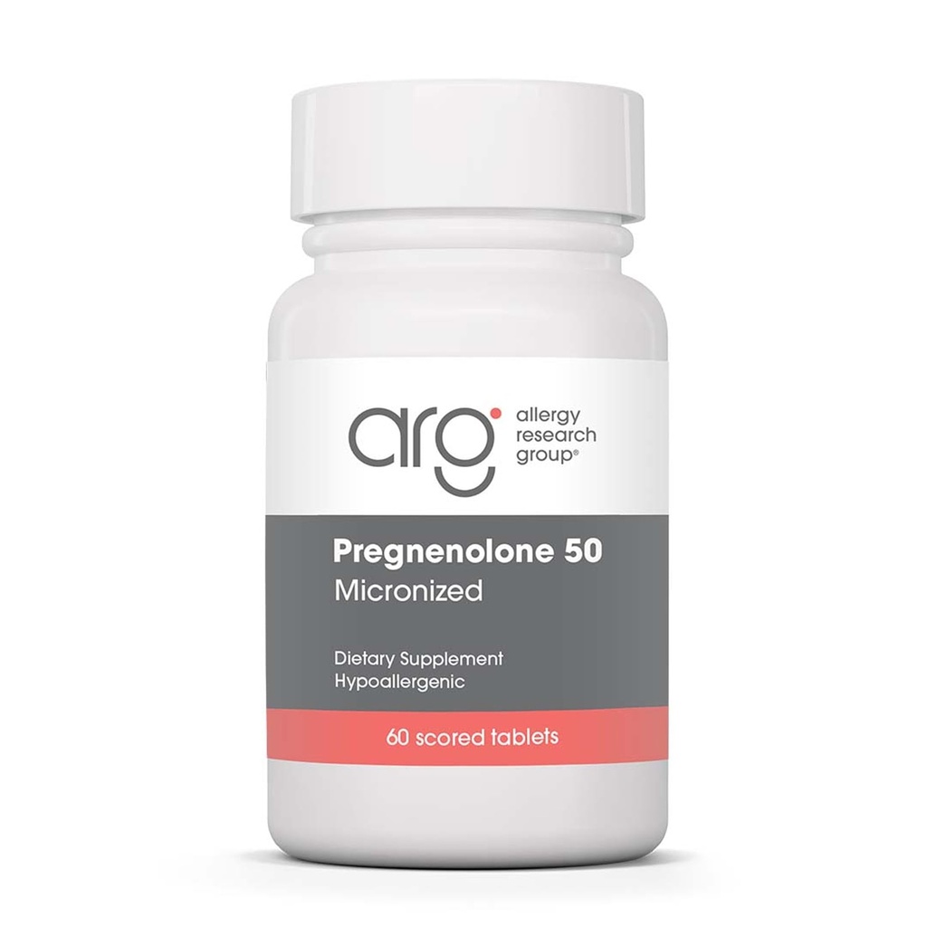Groupe de recherche sur l'allergie Supplément à la pregnénolone - Suppléments à la progestérone 50mg, soutien à l'hormone et au stress, fabriqués à partir de l'igname sauvage non OGM, matrice lipidique micronisée, comprimés obtenus à partir de plantes et notés - 60 Nombre