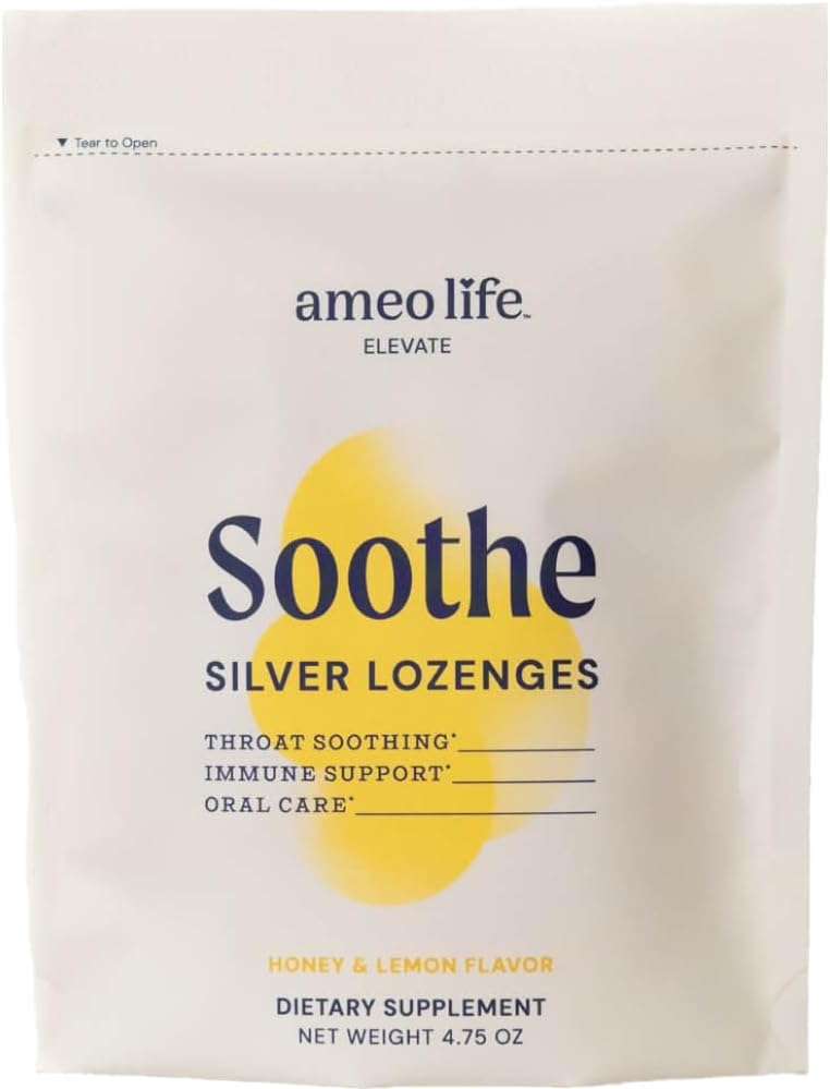 Ameo Life Colloïdale Silver Liquid Drops 150 mcg met honingcitroensmaak - 100 Tel Immune Ondersteuning Supplement, Natuurlijke Colloïdale Silver Cough Drops Alternatief - Vegan, Glutenvrije & Non-GMO