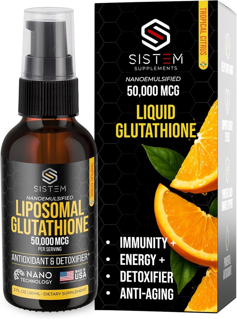 Sistem Liposomale Glutathion Supplement, Antioxidanten, Detox Reiniging, Immuun Ondersteuning Supplement, Vitamine C, Liposomale Spray, Glutathion Serum, Tropische Citrus smaak