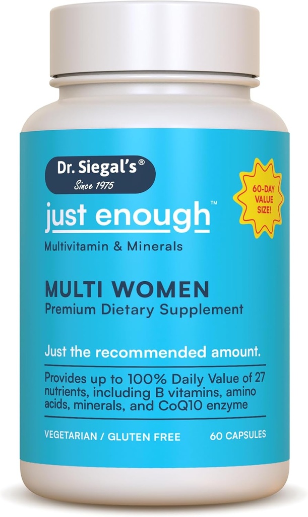 Dr. Siegal's Just Genoeg Multivitaminen voor vrouwen - 60 Capsules - 60 Servings Women's Health Supplements - Vegetarische Multivitamine voor vrouwen - Womens Multivitamines - Vrouwen Dagelijkse Multivitamine