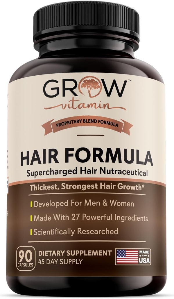 groeien vitamine Alles in één haarformule voor mannen en vrouwen - geavanceerde haarformule omvat Biotin, Saw Palmetto, DHT-blokker & Trace mineralen - Haarsupplement voor haar, huid en nagels - 90 capsules