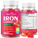 Vegan Iron Gummies for Adults & Kids - with Vitamin C, A, B-Complex, Folate, Zink en Biotin - for Blood Building & Energy Support, 60 Gummies