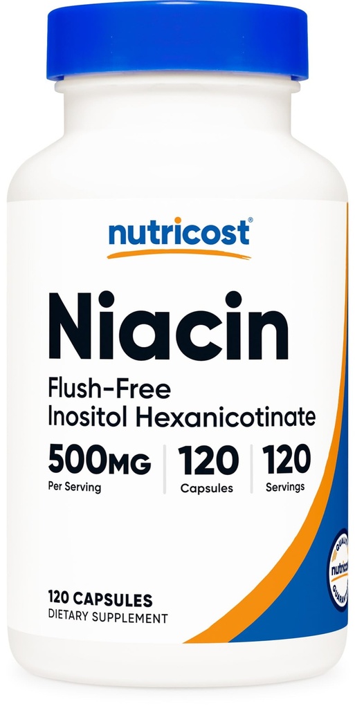 Nutricost Niacin (Flush-Free) Inositol Hexanicotinate 500mg, 120 Capsules, Vitamine B3