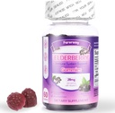 Gommies de baies aînées Sambucus avec supplément de soutien à la vitamine C pour les femmes et les hommes, Gommy aux baies aînées, 30 jours d'approvisionnement - 60 comtes