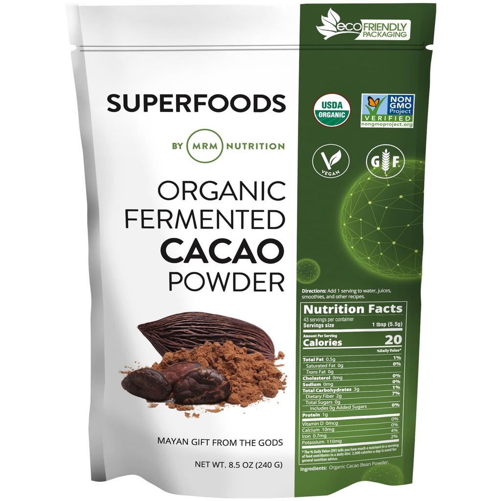 MRM Voeding Biologische Gefermenteerde Cacao Poeder 