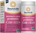 Renew Life Women's Probiotic Capsules, Ondersteunt pH-balans voor vrouwen, vaginale, urine, spijsverterings- en immuungezondheid, L. Rhamnosus GG, zuivel, soja en glutenvrije, 90 miljard CFU - 30 Ct
