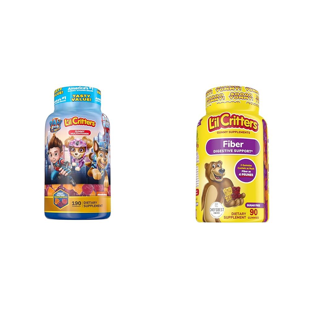 L'il Critters Paw Patrol Gummy Vites Multivitamine voor kinderen, 190 Gummies en L'il Citters Fiber Gummy Supplement voor kinderen, 90 Gummies