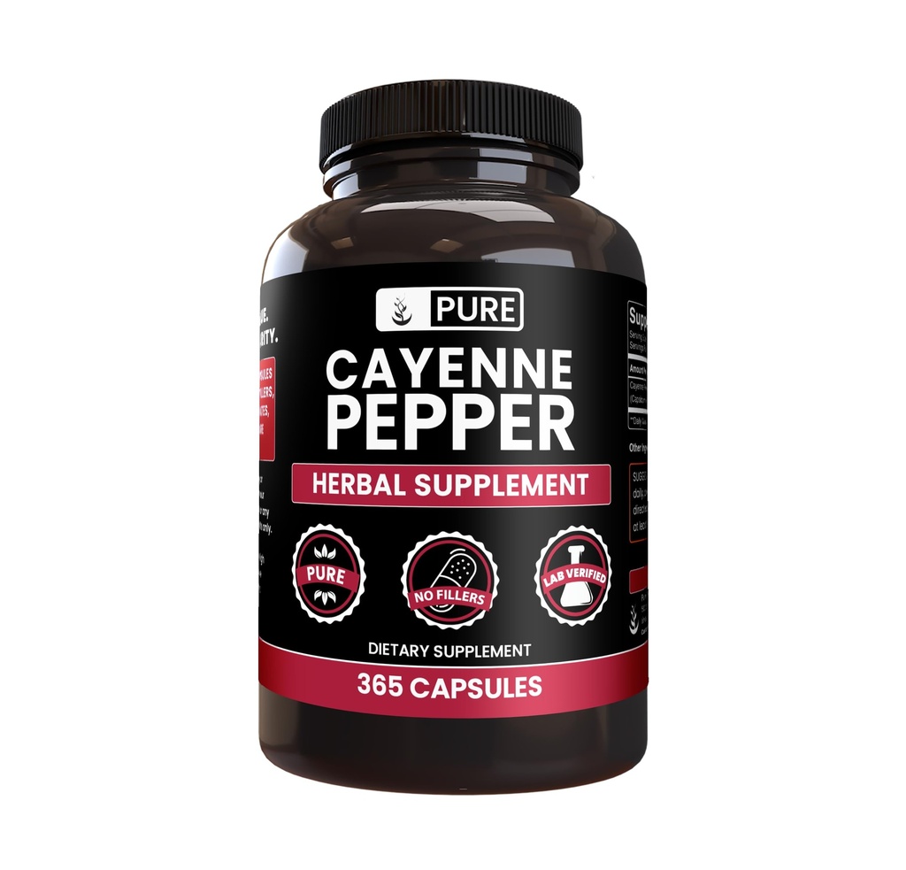 PURE ORIGINAL INGRÉDIENTS Cayenne Pepper (365 Capsules) Pas de remplissage de magnésium ou de riz, pur, vérifié en laboratoire