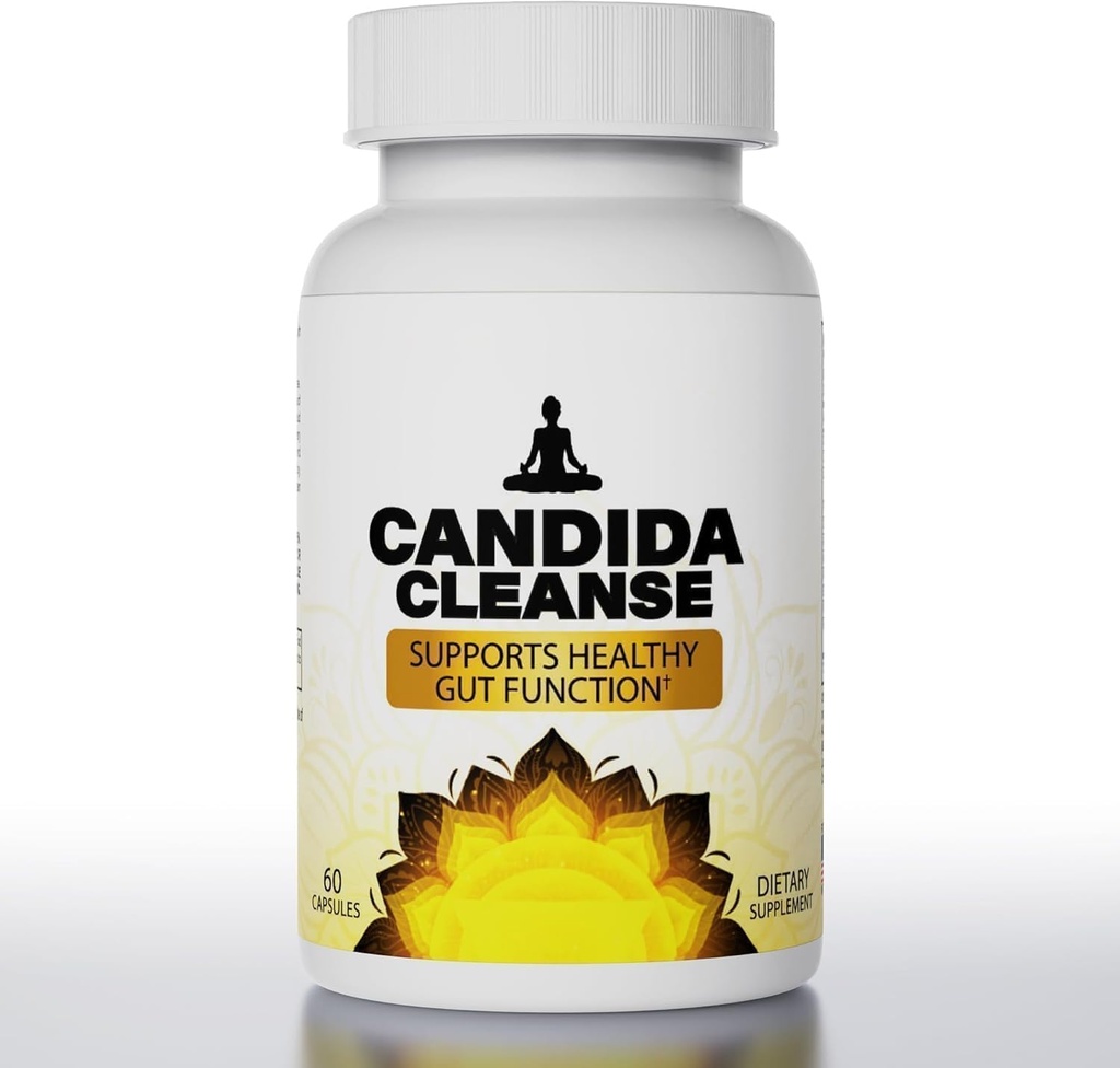 Candida Cleanse- Gut & Colon Support, Advanced Probiotic & Herbal Formula, Natural Herbal Formula, Oregano Leaf, Wormwood, Black Walnut, Caprylzuur-1 voor mannen & vrouwen, 60 capsules