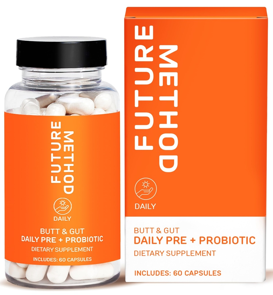 MÉTHODE FUTUR Prébiotiques synbiotiques pour les hommes et les femmes - Probiotiques et supplément prébiotique pour la digestion, l'immunité et la régularité (60ct)