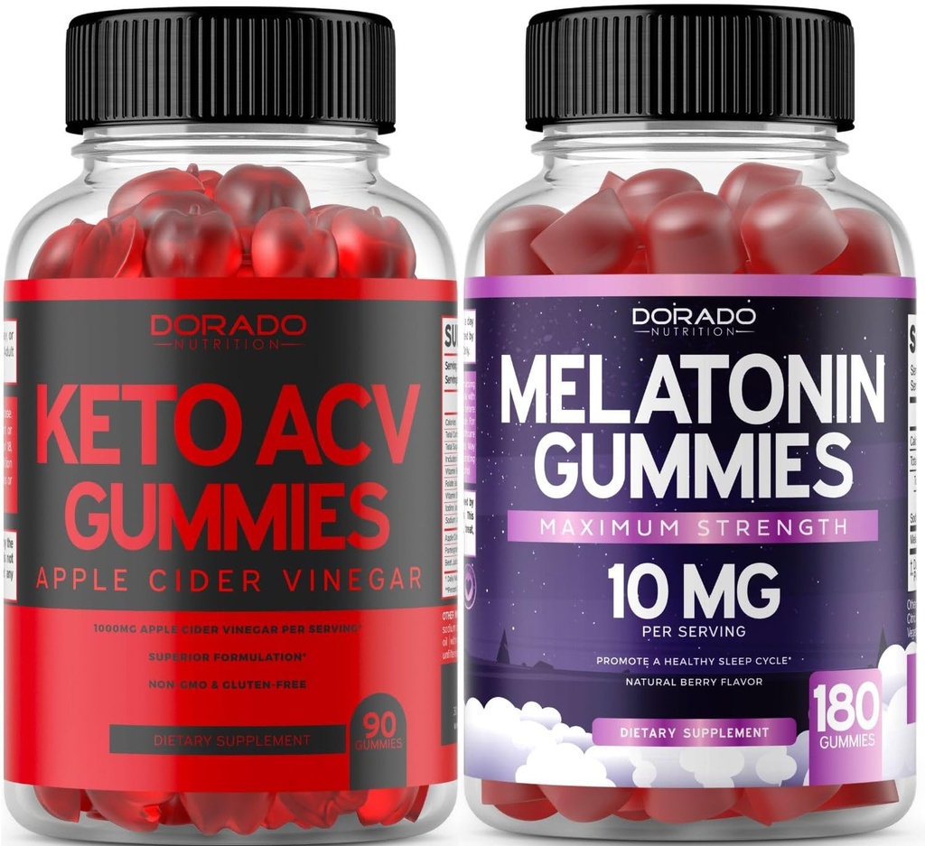 Gummées Keto ACV avancées perte de poids (90 comte) - Soutien Digestion saine et métabolisme - Mélatonine pour adultes (180 comte) - Dissolve rapide Mélatonine 20mg Gummées - Non OGM, végétalien et États-Unis Fabriqué