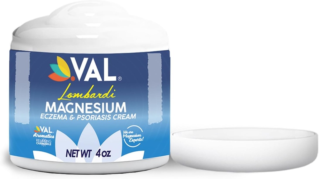 VAL Magnesium Crème voor Eczema & Psoriasis Natural Moisturizer met Zechstein Magnesium, Havermout, Aloe, Kamille, Vitamine E 
