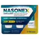 Nasonex 24HR Allergie Neusspray, Niet-Drowsy, Geurvrije mist, Allergie Symptomen + Neus Congestie, Volledige Voorschrift Sterkte, 120 Sprays (3 Pack)