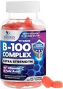 B Complex Supplement Gummies met vitamine C & Folic Acid, Extra Sterkte Super Vitamine B Gummy met Niacin, B6, Folic Acid, B12, Biotin, Nature's Energy Immune Support Supplements - 120 Gummies