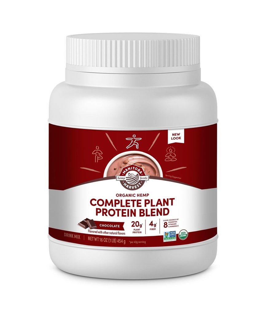 Manitoba Harvest Hemp Yeah Organic Plant-Based Protein Powder with 20g of Complete Plant, 4g of Fiber & 1.9g Omegas 3&6, Non-GMO, Vegan, Chocolate, 16 Oz, Packaging May Vary