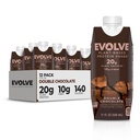 Evolve Plant Based Protein Shake, Double Chocolate, 20g Vegan Protein, Dairy Free, No Artificial Sweeteners, Non-GMO, 10g Fiber, 11 Fl Oz (pakket van 12) - (Formule mei Vary)