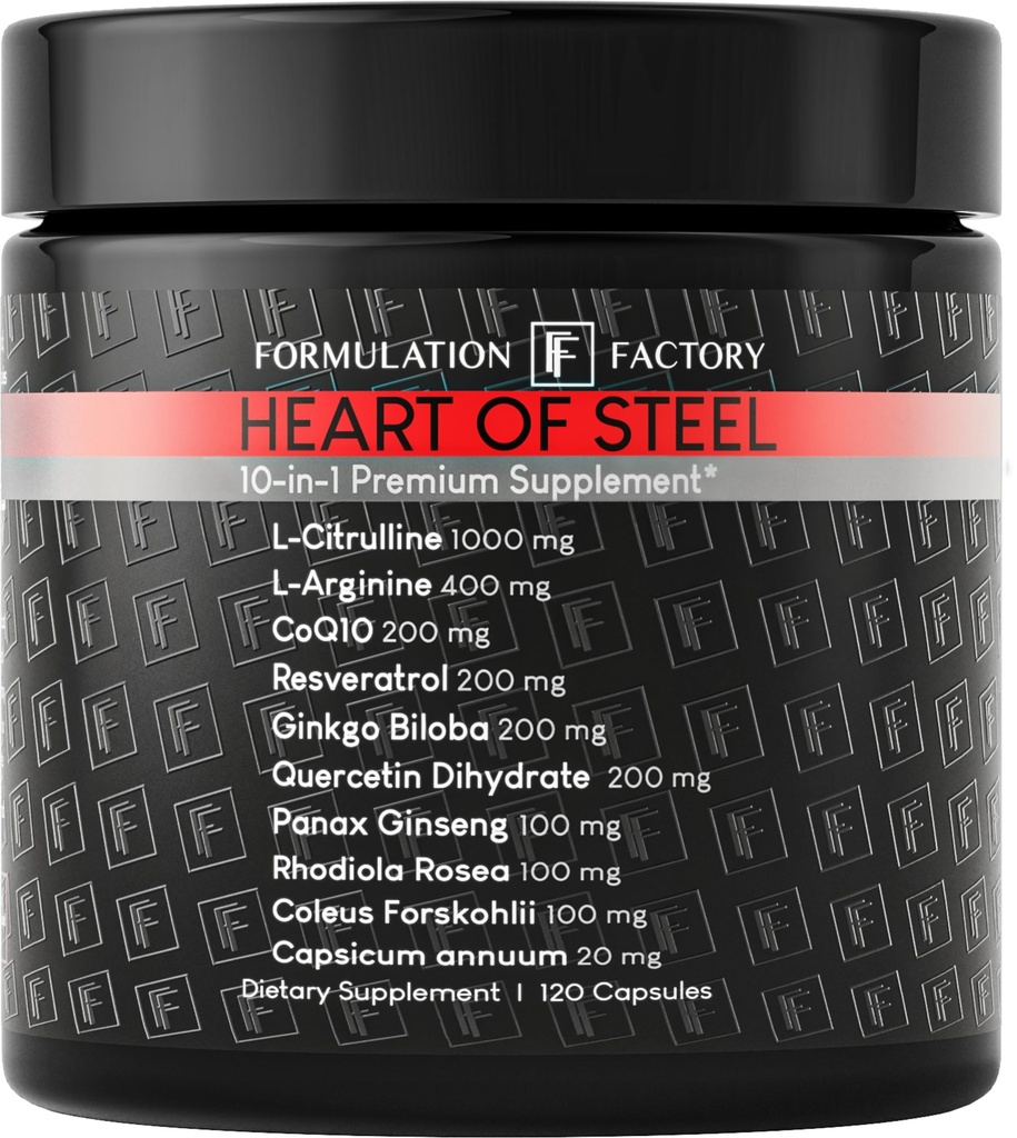 Formulation Cœur d'acier de l'usine: 10-en-1 Maximiseur métabolique Supplément d'oxyde nitrique, soutien de la pression artérielle, L Arginine, L Citrulline Pré-entraînement naturel: Gestion de l'énergie 120 Compte