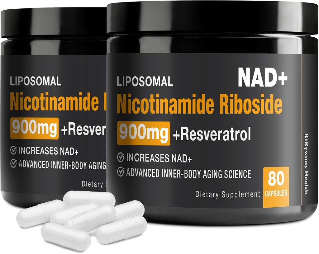 NAD-supplement - NAD+ met Nicotinamide Riboside (NR) en Resveratrol Quercetin 900 mg Pure Organic NAD Plus voor Cellular Repair Gezonde Verouderingshersenfunctie (2 Pack)