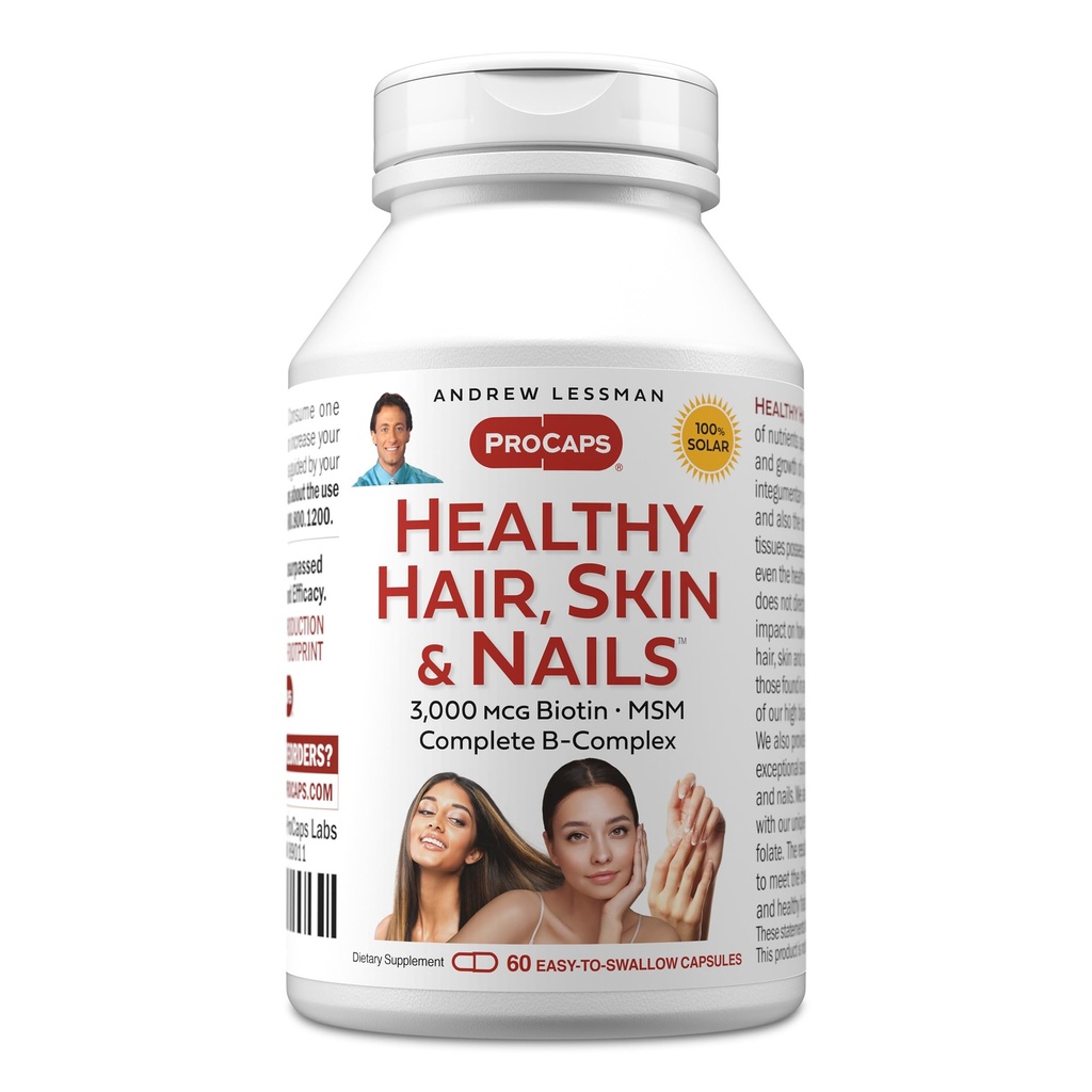 ANDREW LESSMAN Gezond haar, huid en nagels 60 capsules - 5000 mcg Hoge bioactiviteit Biotine, B-complex. Promoot mooie huid, sterke nagels. Geen additieven Haargroei Vitaminen Biotine Supplement