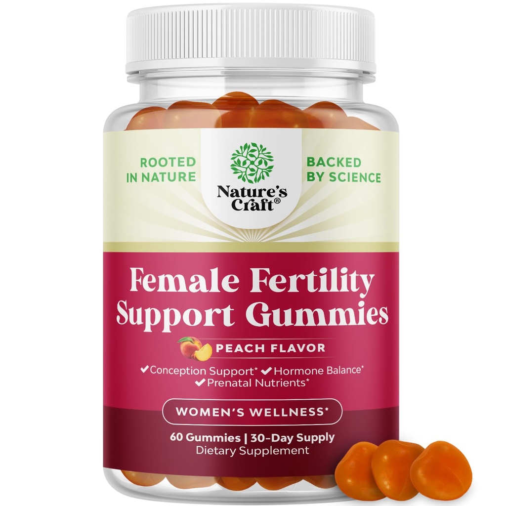 Vruchtbaarheid Gummies voor vrouwen proberen te verdenken - Yummy Gummy Vruchtbaarheid Supplement voor vrouwen met Myo-Inositol Folic Acid & Vitex Chasteberry - Vegan Non-GMO & Gluten Free - sappig Perzik (30 porties)
