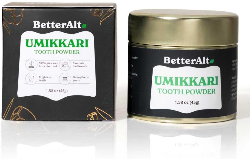 Beter Alt Umikkari Charcoal Powder 45 g Gemaakt met rijst Husk... met Enamel Safe Formula.