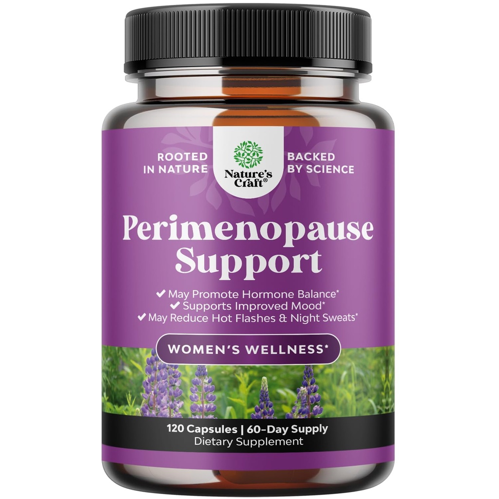 Complete Perimenopause Supplement for Women - Multibenefit Menopause Ease for Women with Maca Root Vitex Berry & Black Cohosh for Hot Flashes Night Sweats Hormone Balance and Mood Support - 120 Count