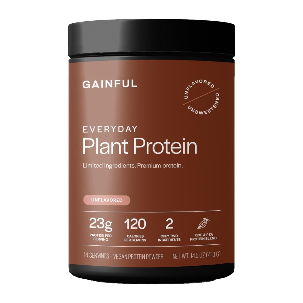 Gewinful Everyday Plant Protein Powder, 23g Plant Protein per Serving, Unflavored, Ondersteunt sterkte, herstel, en evenwichtige voeding, Veganistisch, Gut Vriendelijk, Geen kunstmatige ingrediënten, 14 Serven
