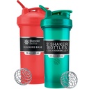BlenderBottle Classic V2 Shaker Bottle Perfect for Protein Shakes and Pre Workout, 28-Ounce (2 Pack), Red, Green