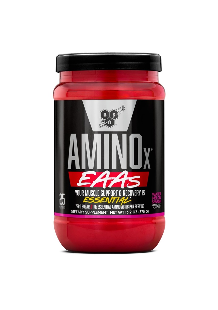 BSN Amino X EAAs, Muscle Recovery & Endurance, 10g Essentiële Aminozuren, 5g BCAA's, Zero Sugar, Cafeïnevrij, Watermeloen Splash, 13.2oz, 25 Servers