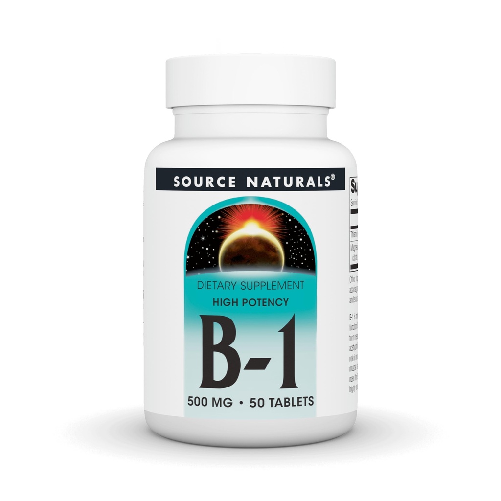 Bron Naturals Vitamine B-1 Thiamine 500mg - Hoge Potentie, 500mg - 50 tabletten