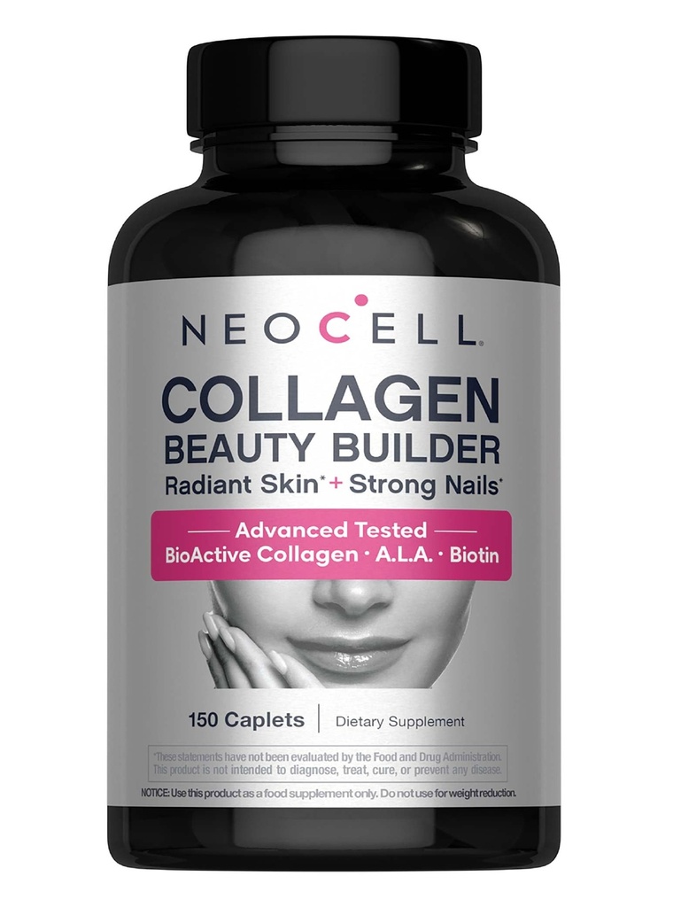 NeoCell Collageen Beauty Builder met hyaluronzuur en biotine, huid, haar en nagels supplement, Inclusief antioxidanten, tablet, 150 telling, 1 fles