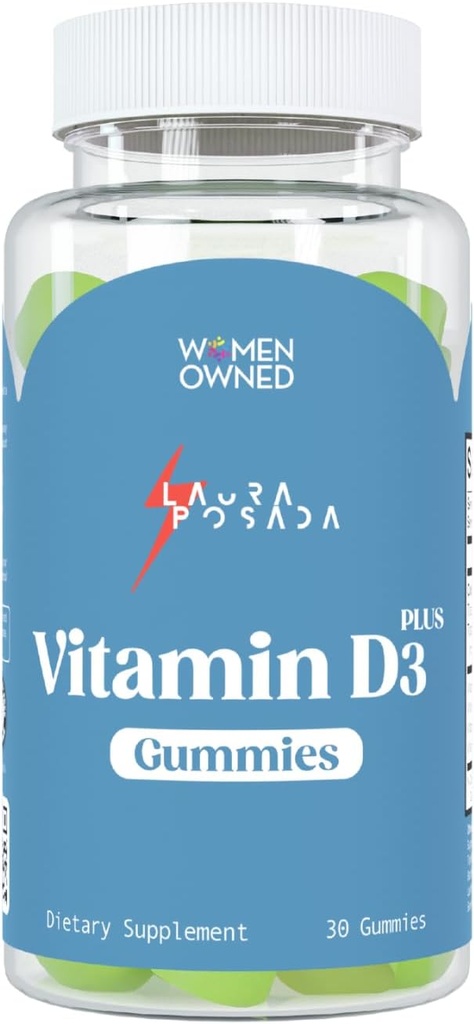 Laura Posada Vitamine D3 Plus Gummies 30 Count D3, A, K voor Calcium Absorptie, Menopauze Immuun Ondersteuning, Bot & Hart Gezondheid, Hormone Optimalisatie 