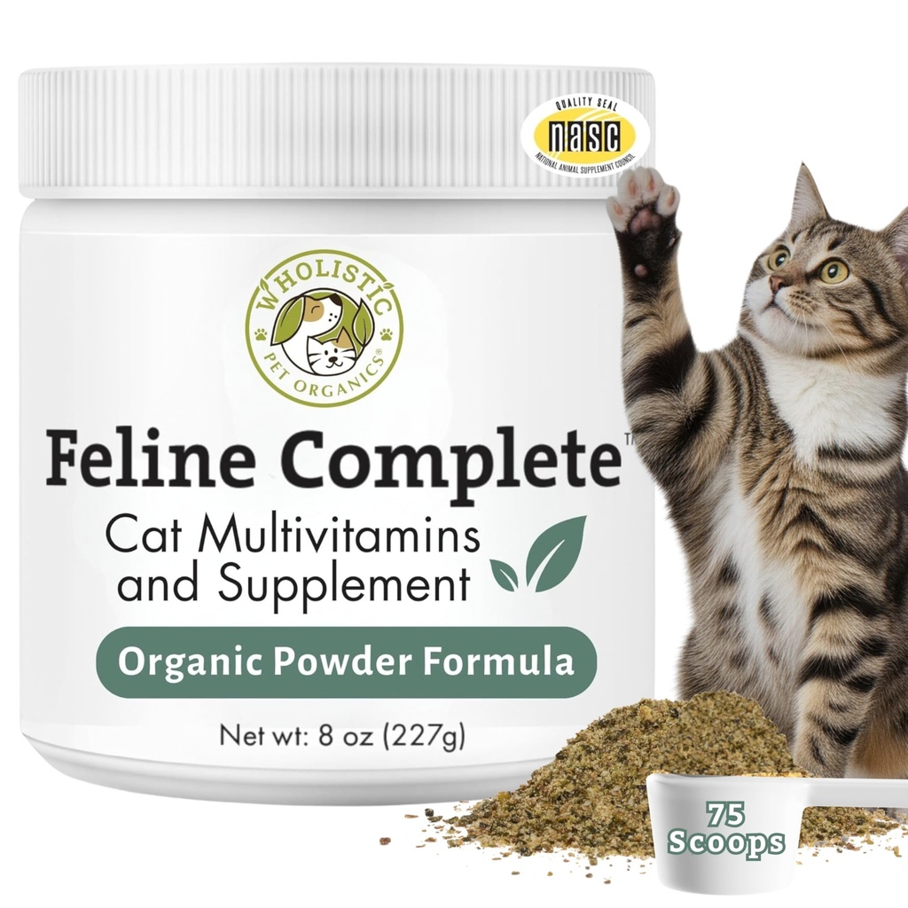 Wholistic Pet Organics Feline Complete - 8 Oz - Multivitamine & Probiotic Powder for Cats - Natural Cat Food & Digestieve Ondersteuning