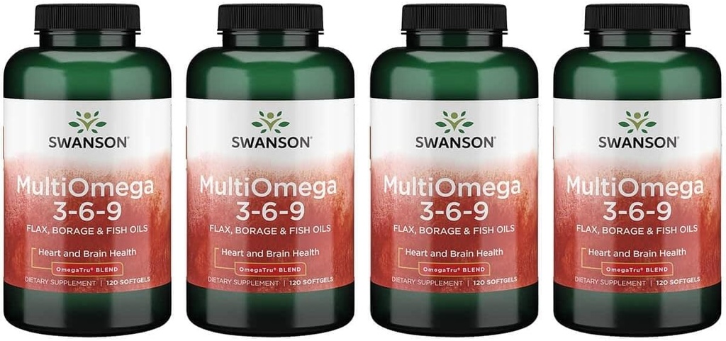 Swanson Multiomega 3-6-9 (Flax Borage Fish) 2400 Milligrams 120 Sgels (4 Pack)