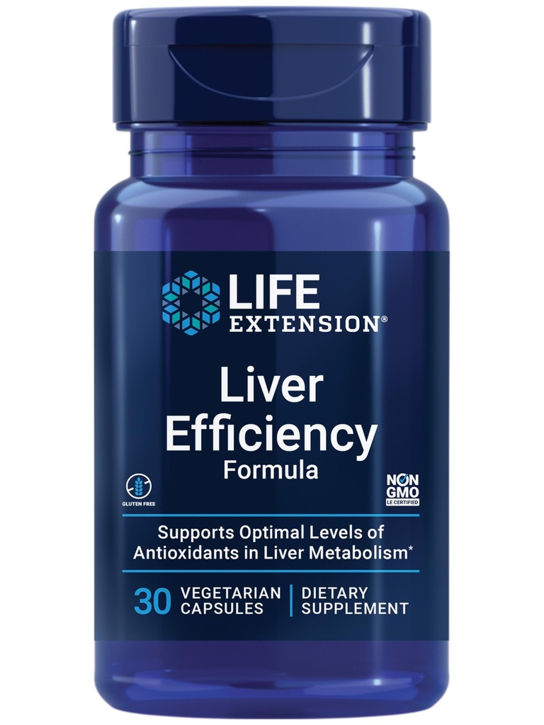 Life Extension Leverefficiëntie Formule, Ondersteunt gezonde leverfunctie op Cellulair niveau en optimale niveaus van antioxidanten in lever Metabolisme, Glutenvrije, Non-GMO, Vegetarische, 30 capsules