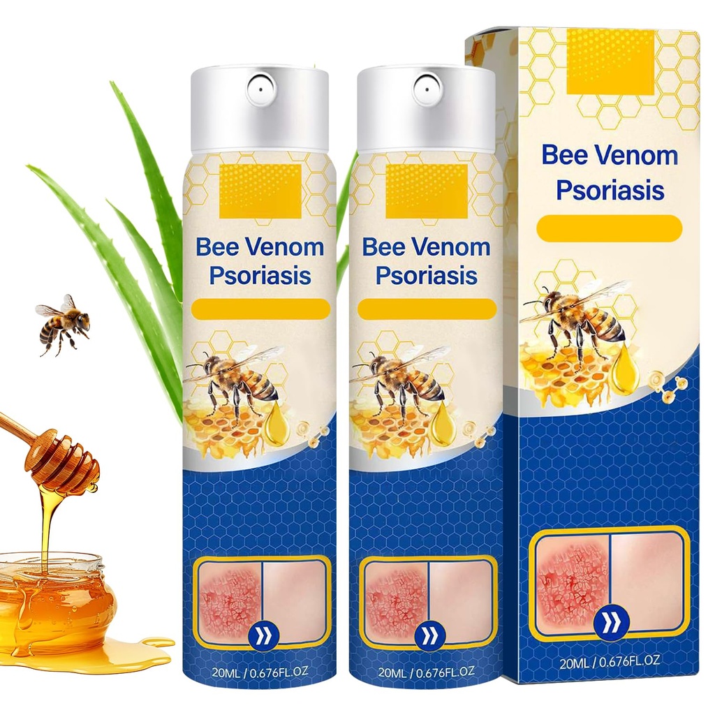 2 PCS PsoriaHeal Bee Venom Psoriasis Treatment Spray, Psoriasis Relief Spray, Bee Venom Psoriasis Spray, Pure Natural Bee Venom Repair Spray, Bee Venom voor alle huidtypes