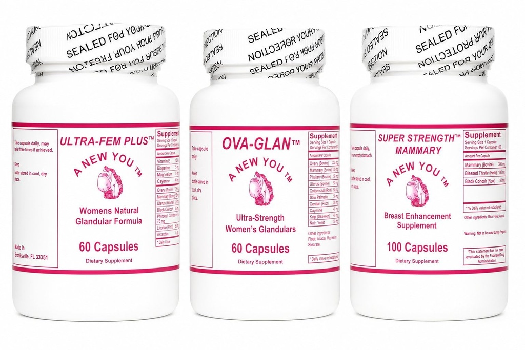 Feminizing Supplement Trio – Mammary, Ovary & Uterus – Made in USA