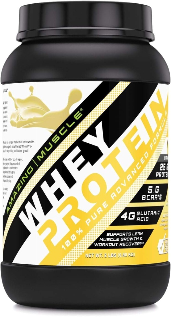 Geweldige spier 100% Wei Proteïnepoeder *Geavanceerde formule met Wei Proteïne Isolaat Samen met Ultra Gefilterd Wei Proteïne Concentraat (Banana, 2 Lb)