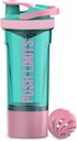 Mode Artoïde Exercice de fitness Inspirant Sports Bouteille de shaker protéinique 24-Ounce, Technologie de mélange double avec boules de shaker et grilles de mélange inclus, Stockage de boîtes protéinées Twist et Lock inclus