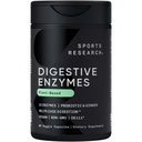 Recherche sportive Enzymes digestifs avec probiotiques et gingembre - Plante à base de lait, protéines, sucre et glucides - Non-OGM Vérifié et végétalien amical (90 capsules de légumes)