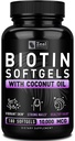 Zéal Biotine 10000mcg avec huile de coco biologique Softgels.com Supplément de vitamine Biotine...