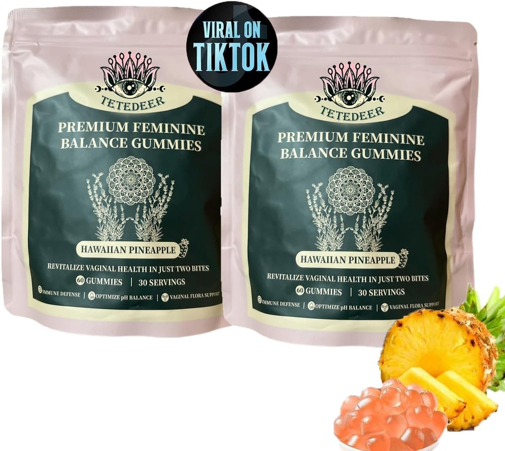 Vital Organic Sourcing Vrouwelijke Balance Gummies for Women Health,Premium Vrouwelijke Balance Gummies,Improve Immune System, Promotion of Women's Health,Veganist, Glutenvrije, Hawaïaanse Ananas smaak (2)