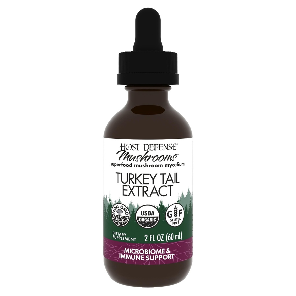 Host Defense Turkey Tail Extract - Supplément de soutien pour la santé digestive et la réponse immunitaire - Supplément de champignons pour le soutien gastro-intestinal et le microbiome Gut - 2 fl oz (60 portions)*