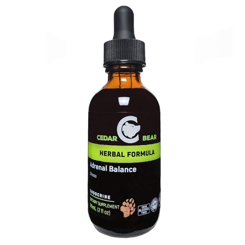 Balance adrénale de l'ours cèdre - supplément à base de plantes liquides avec des adaptogènes qui luttent contre la fatigue, gèrent le stress et augmentent l'énergie 2 fl oz / 60 ml (1 unité)