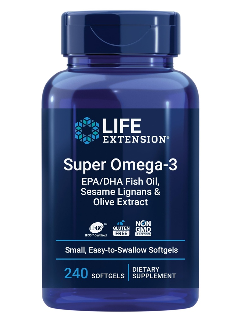 Life Extension Super Omega-3 EPA/DHA Fish Oil, Sesam Lignans & Olive Extract 
