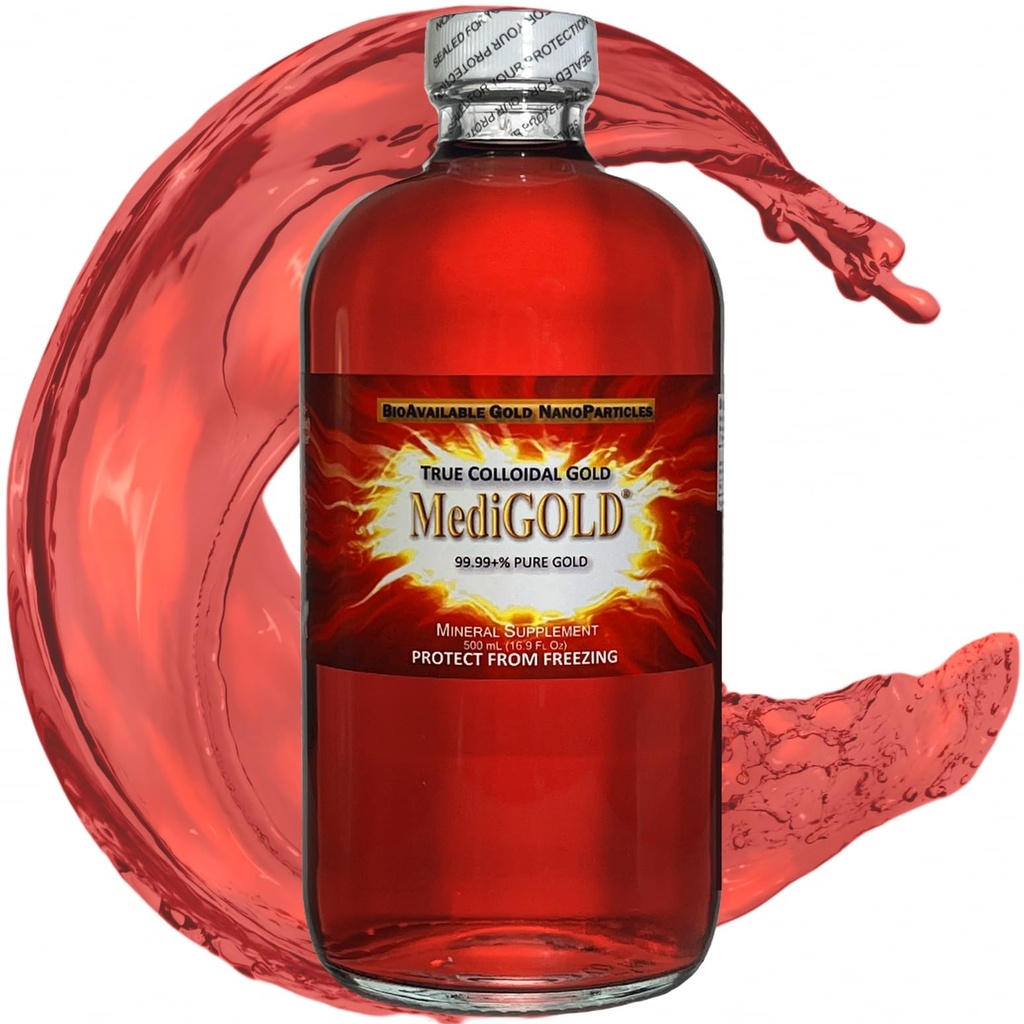 Echt Colloïdaal Goud Dieetsupplement - 500 ml (16,9 Fl Oz) in helderglasfles